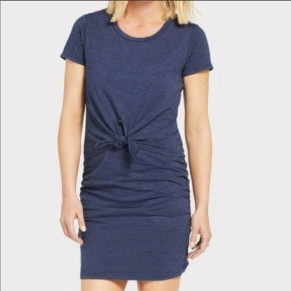 SUNDRY Tie Waist Tee Dress in Navy sz 1 EVEREVE - Picture 1 of 9